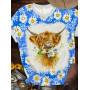 Daisy Blossom Cow Print Tee